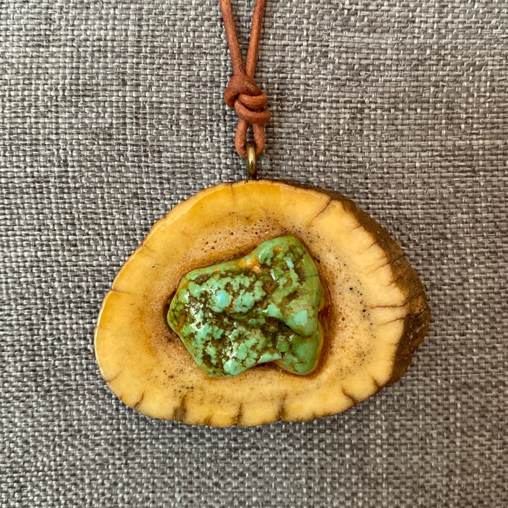 Vintage Antler and Turquoise Necklace